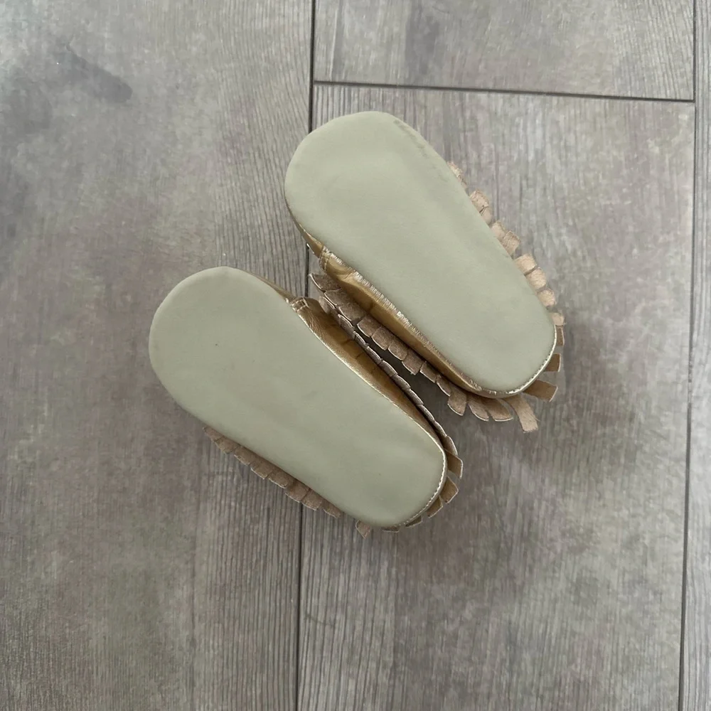 old navy gold moccasin booties baby girl 6-12 months
